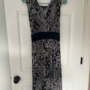 Elegant Black and White Paisley Dress